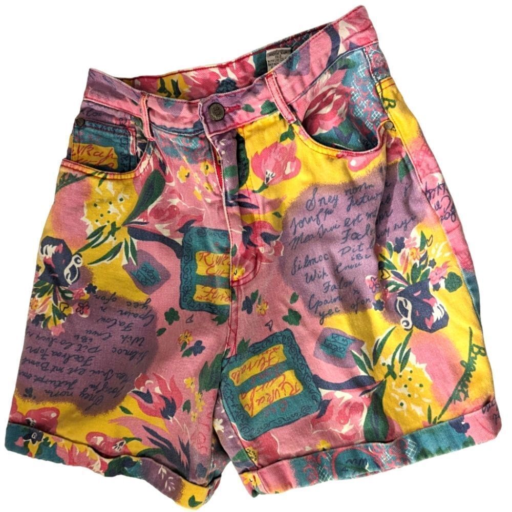 Vintage Gitano women's floral‎ print denim jean shorts size 12